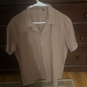 Casual Men's Tan Button Down Shirt